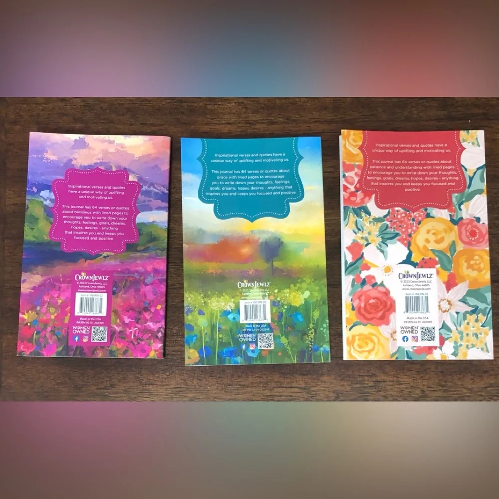 Bundle 3 inspirational Journal Blessing Grace Patient multi color floral